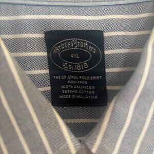 Brooks Brothers Men's Button Down 4XL Blue with White Stripes
